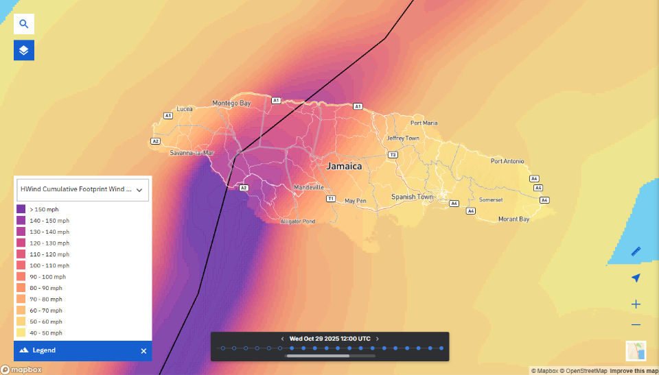 HWind - Hurricane Melissa footprint